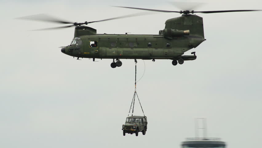 CH-47 Chinook Helicopter In Flight, Extreme Close Up (BetacamSP, Good ...