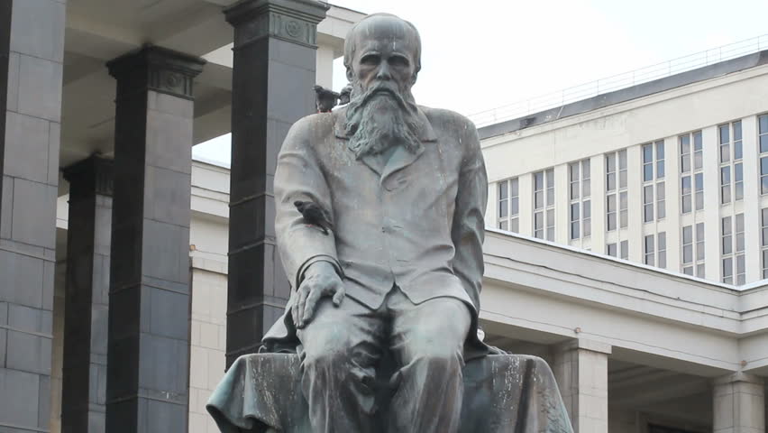 Dostoevsky Statue At Lenin Library, Moscow, Russia Stock Footage Video ...