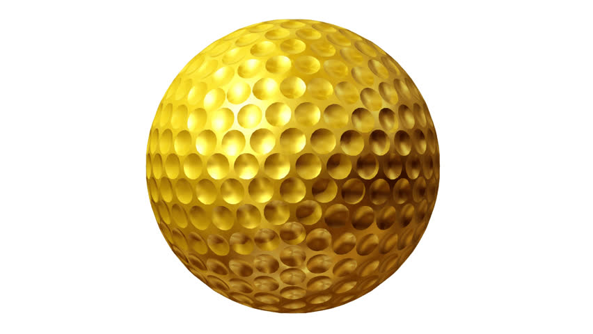 Animated Golden Golf Ball Rolls Frontally At The Viewer, Separated On ...