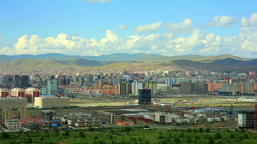 Ulaanbaatar Cityscape Fading Into Mongolia's Landscape Stock Footage ...