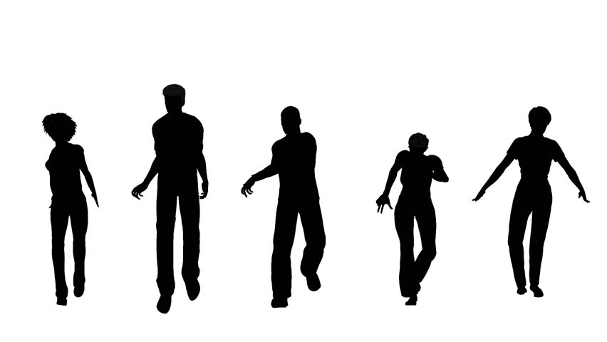 Looping Animated Silhouette Of People Walking Strangely With Alpha ...