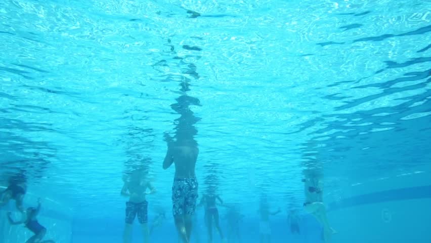 Underwater View Of Many People In Pure Outdoor Pool Stock Footage Video ...