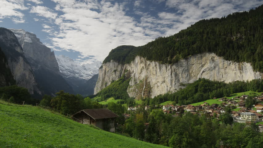 Wide Shot/time Lapse Of Remote Village In Mountain Valley ...