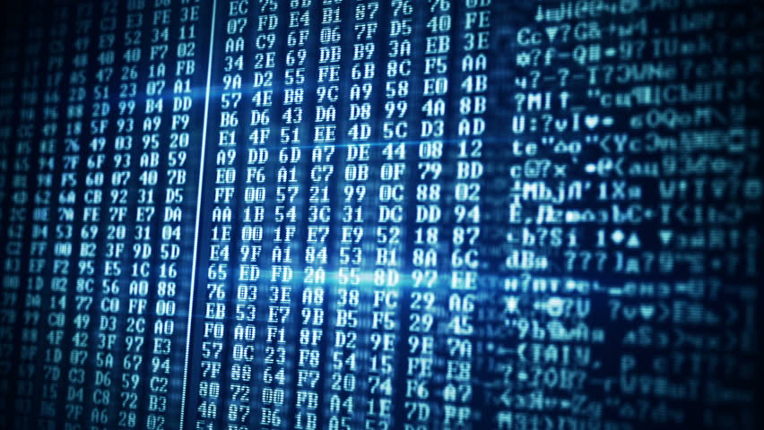 Computer Data On Screen. Computer Generated Seamless Loop Abstract ...