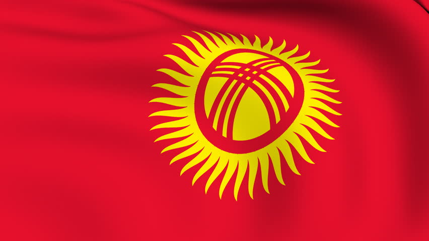 Flag Of Kyrgyzstan Gently Waving In The Wind. Seamless Loop With High ...