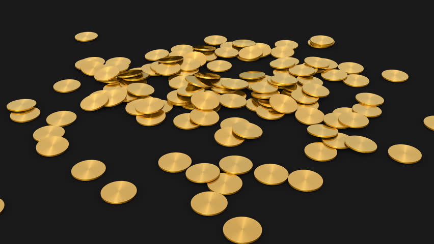 Animation Of Falling Gold Coins On Colorful Surface. Shine And Glow Of ...