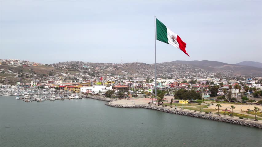 The Flag Of Mexico On A Sunny Day In Ensenada. Stock Footage Video ...