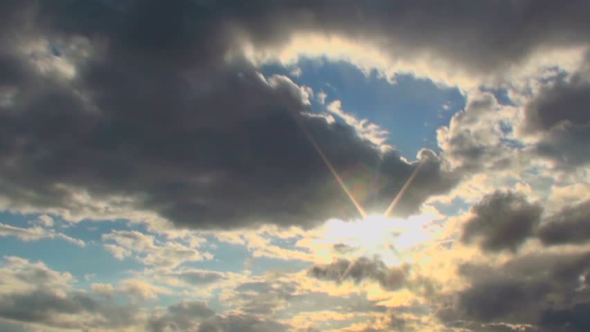 Time Lapse, Sunburst Through Clouds. 1920x1080 Stock Footage Video ...