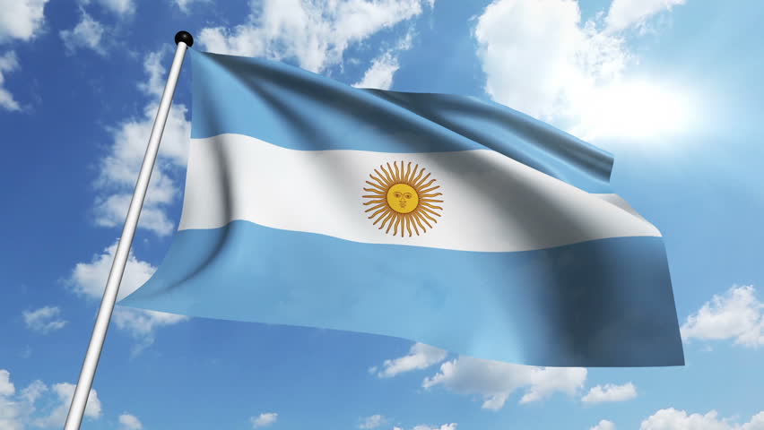 Closeup Of Argentina's Flag With The Sun Behind (fabric Detail ...