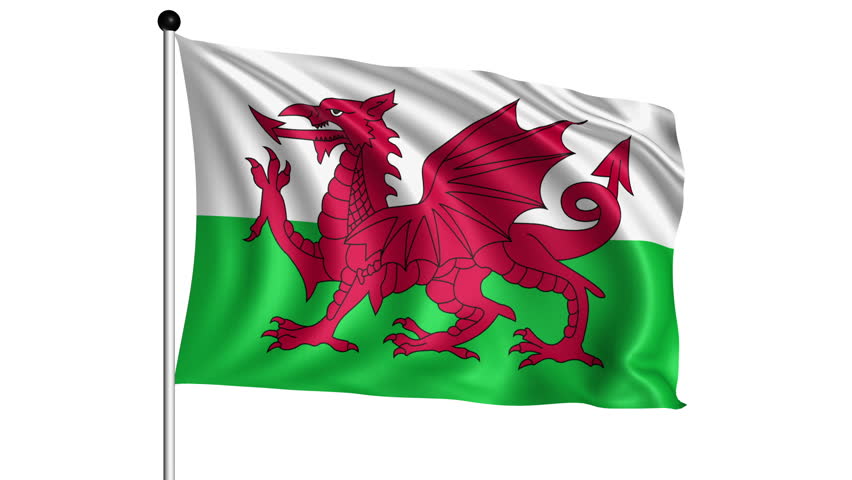 Seamless Looping High Definition Video Of The Welsh Flag Waving On A ...