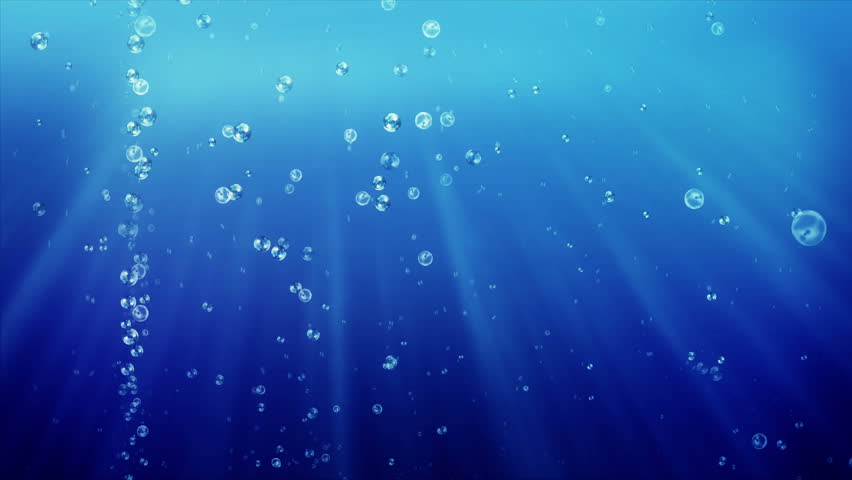 Animation Of Moving Up Water Bubbles Underwater. Background Of Blue ...