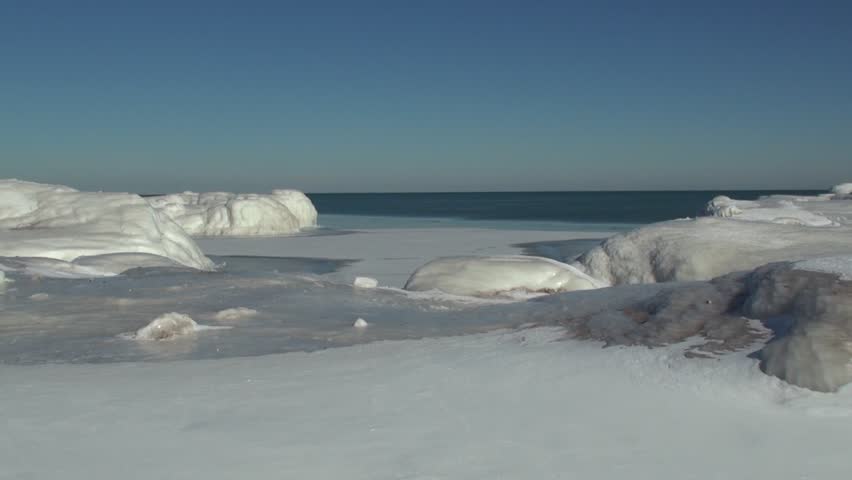 Ice Formation At Lake Michigan Beach In Kenosha, Wisconsin. Stock ...