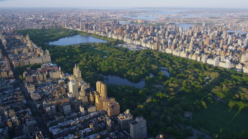 Aerial View Of Central Park In New York City, USA At Sunset During The ...