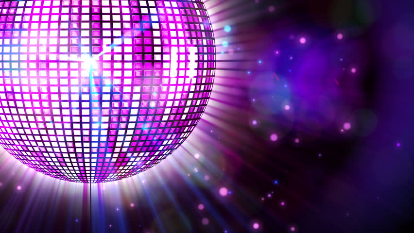 Digital Animation Of Shiny Purple Disco Ball Spinning Around Stock ...