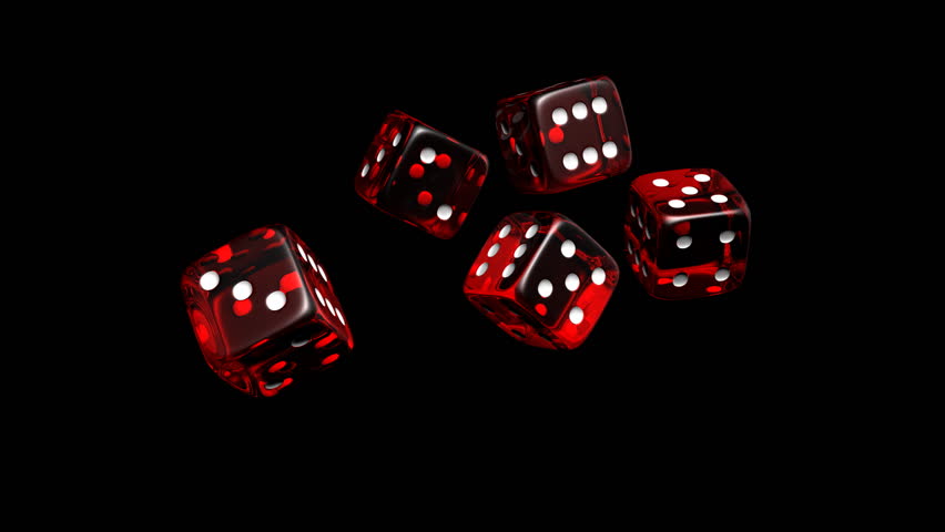 Throwing Red Dice On A Black Background In The Casino. 3 Pack. Slow ...