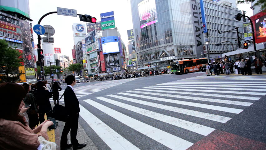 Tokyo - June 2014: Shibuya Scramble Pedestrian Street Crossing ...