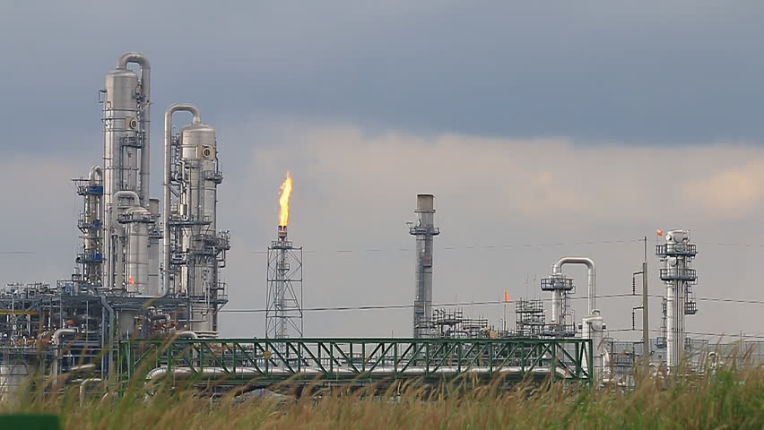 Oil Refinery Petrochemical factory in Early Morning in East