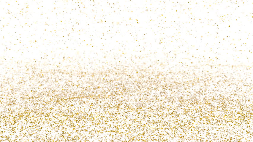 Animated Falling And Stocking Realistic Gold Flakes Against White ...