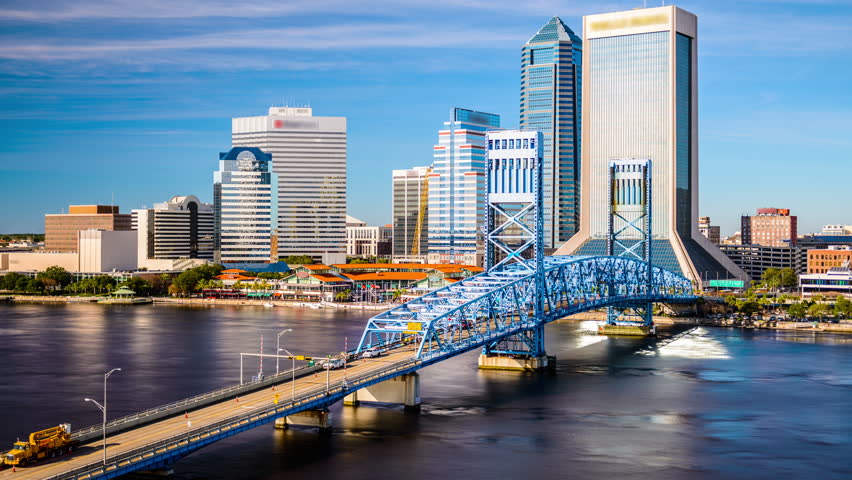 Jacksonville, Florida, USA Downtown City Skyline On St. Johns River ...