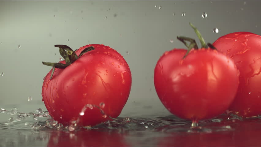 Water Splash On Tomato Shooting Whith High Speed Camera Stock Footage ...