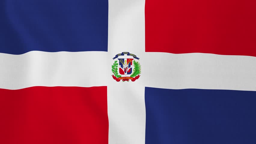 Flag Of The Dominican Republic Waving In The Wind. Seamless Loop With ...