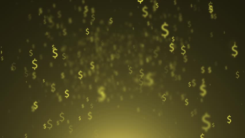 Golden Dollar Signs Raining Down On A Green Background Stock Footage ...